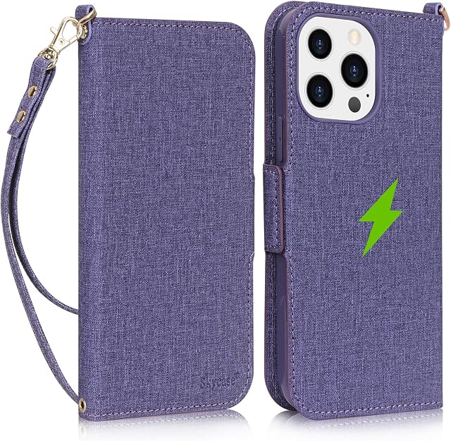 Skycase Wallet Case Compatible for iPhone 14 Pro 6.1,[Compatible with Magsafe Charging] RFID Blocking Flip Folio Wallet Case with Card Slots and Detachable for iPhone 14 Pro 6.1" 5G 2022,Purple