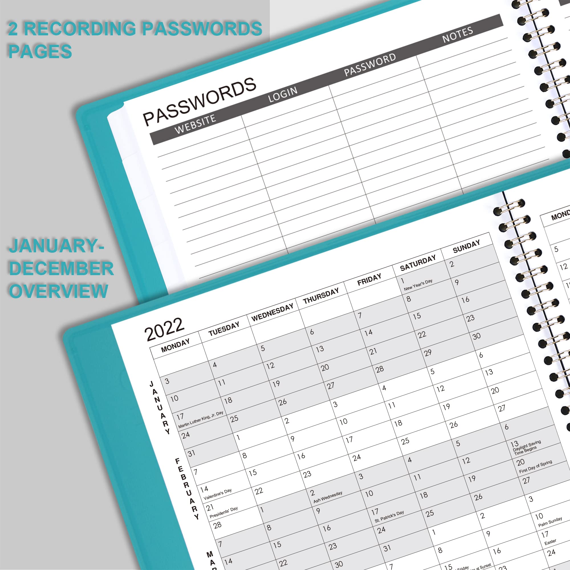 2022 Monthly Planner/Calendar Monthly Planner 2022 with Tabs, Leather