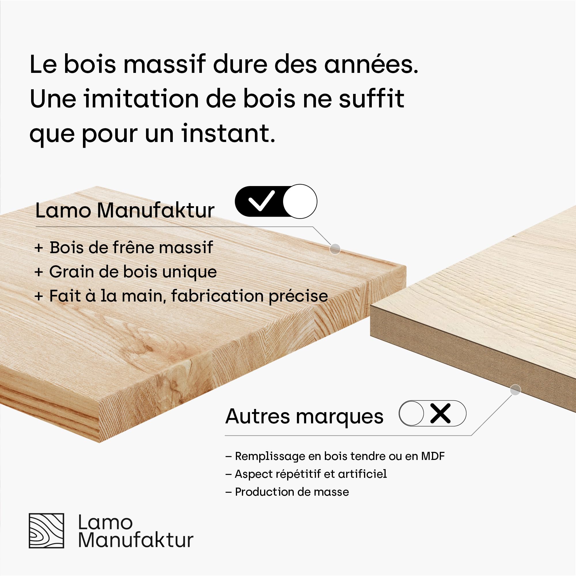LAMO Manufaktur Plateau de Table Rond 40 cm en Bois Naturel | pour Table Basse Ronde ou de Chevet | Épaisseur : 40 mm | Couleur : Marron Noisette
