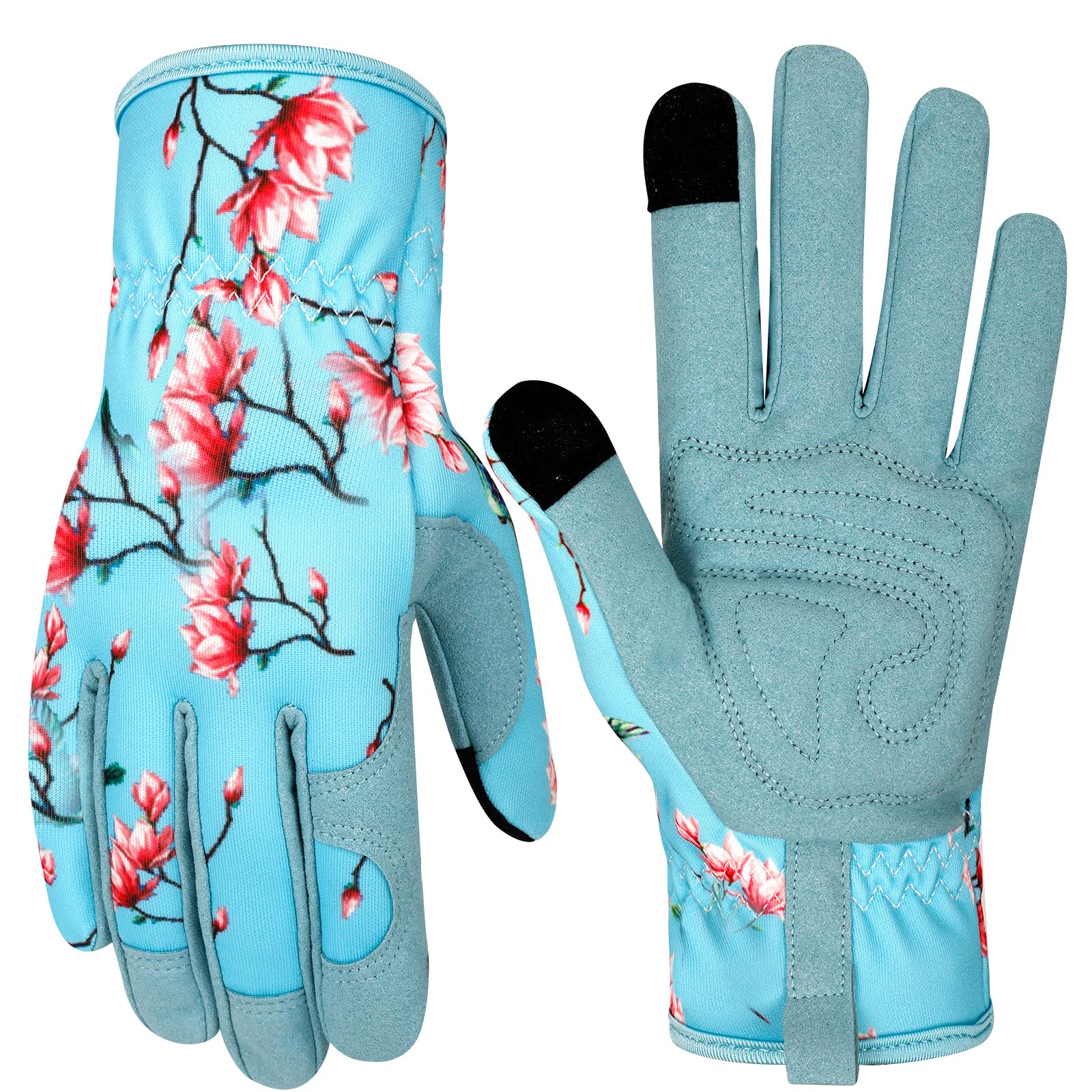 Gants de jardinage en cuir pour femme - Anti-épines - Design tactile - Gants de travail robustes pour planter, creuser, tailler - Couleur V