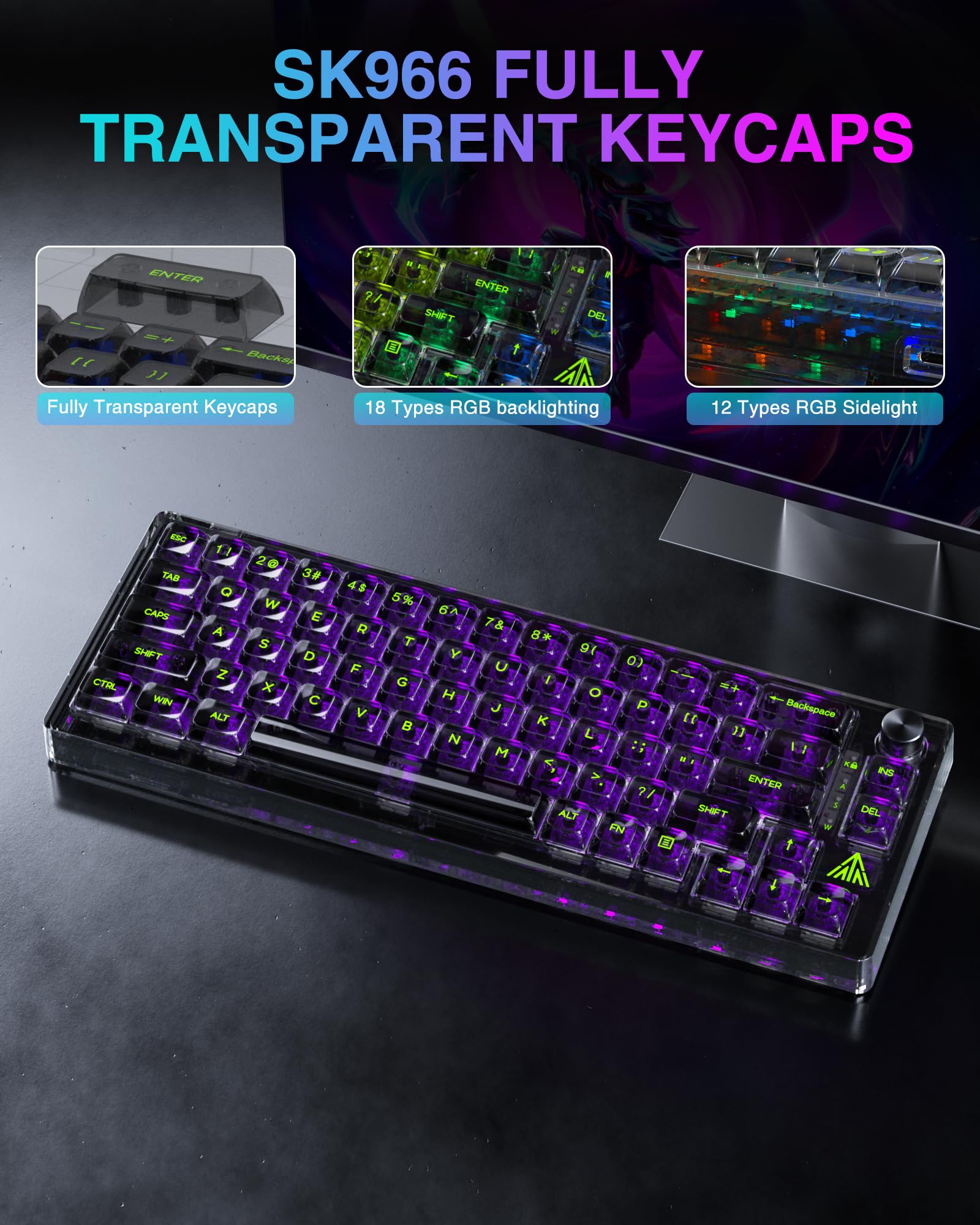 Amazon.com: SOLAKAKA SK966 Black 65% Wired Mechanical Keyboard