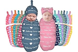 Sweewind Baby Blanket with Custom Name - Personalized Swaddle Blanket for Newborn Girls and Boys