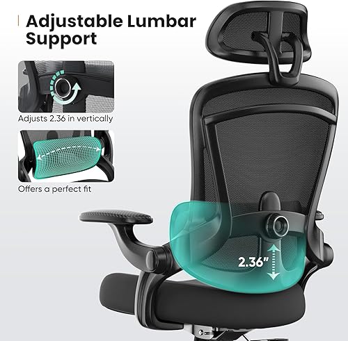 Miniatura 3 de Sweetcrispy Silla de oficina ergonómica, silla de escritorio de malla para el hogar de 300 libras, sillas de escritorio de oficina con ruedas,