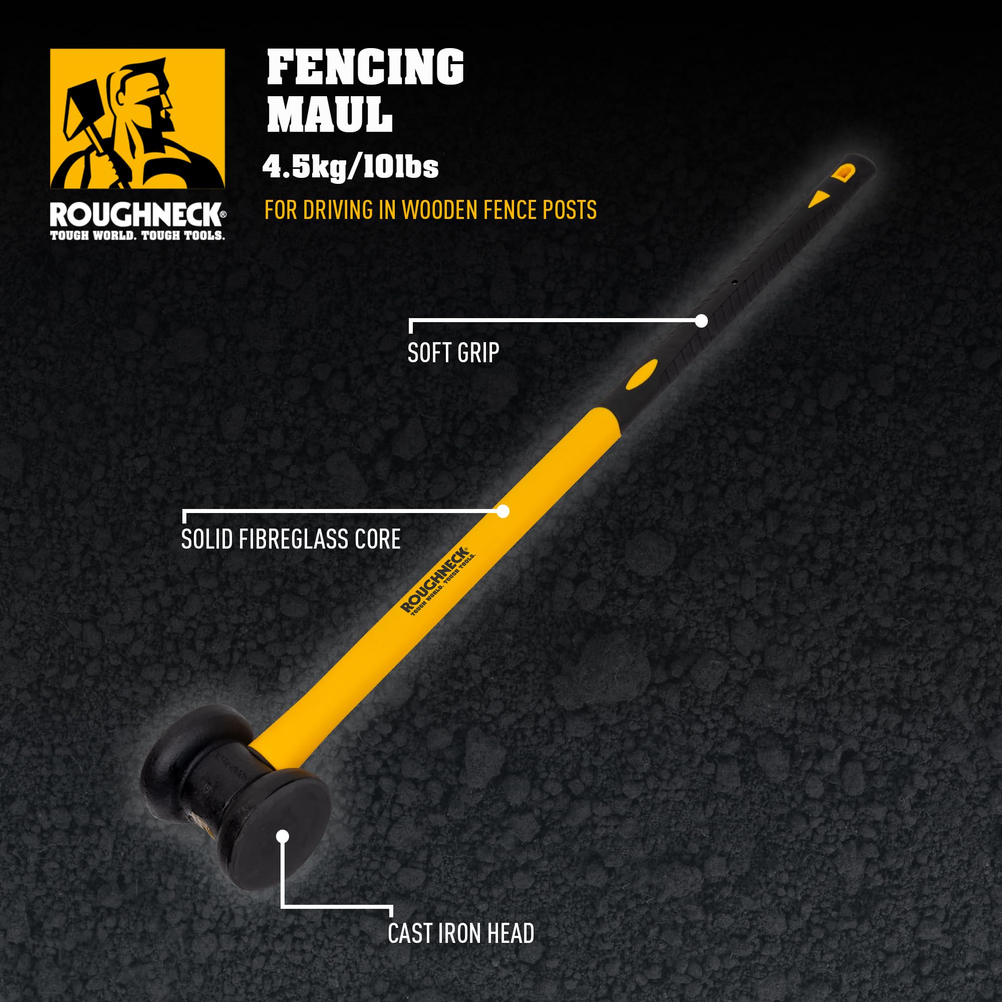 Roughneck 64-767 Fibreglass Handle Fencing Maul, Multi-Colour, 4.53 kg 10 lb