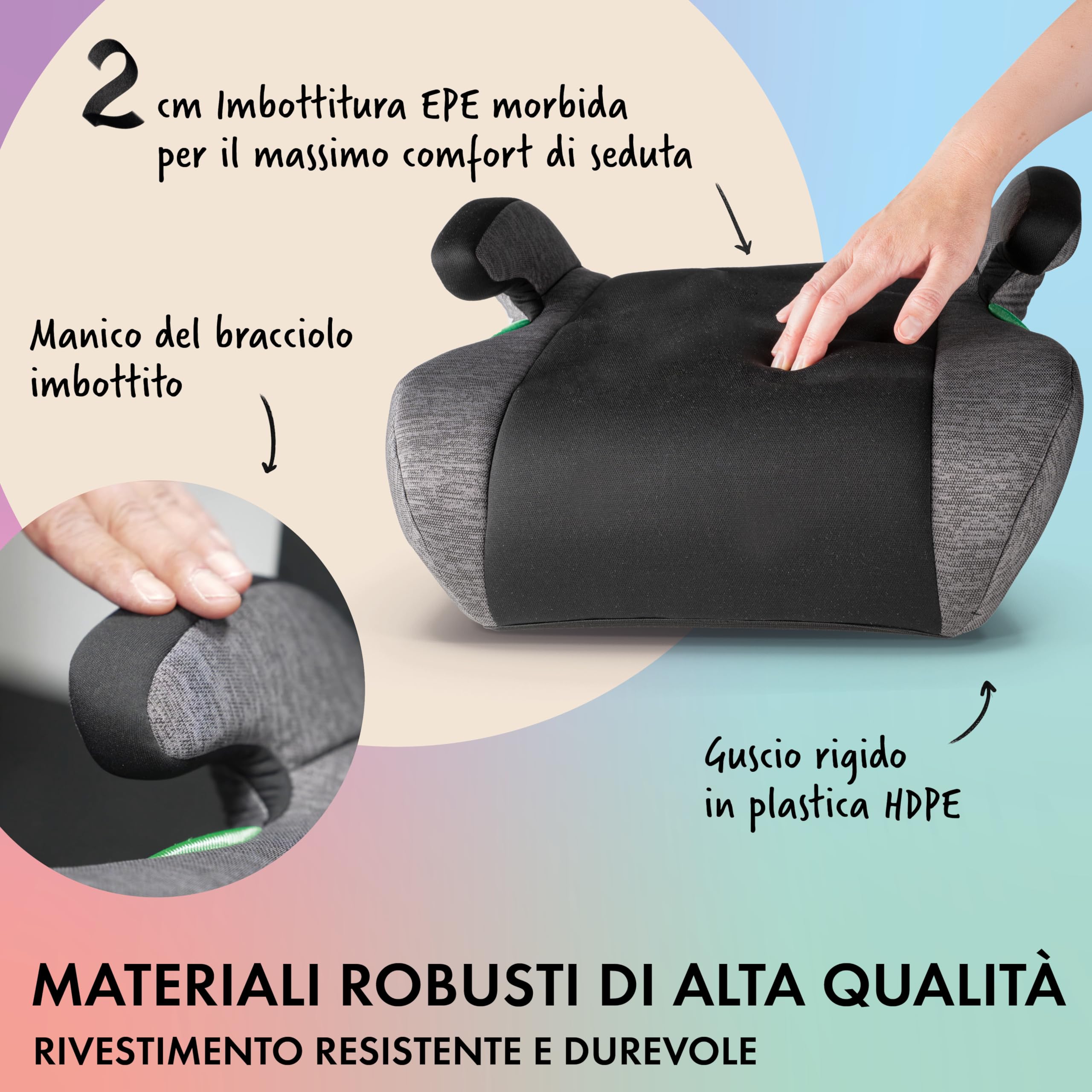 WALSER seggiolino auto ISOFIX, seggiolino auto 125-150 cm, sedile veicolo Raffi ultima norma 2024 ECE R 129, sedile veicolo bambino nero/grigio