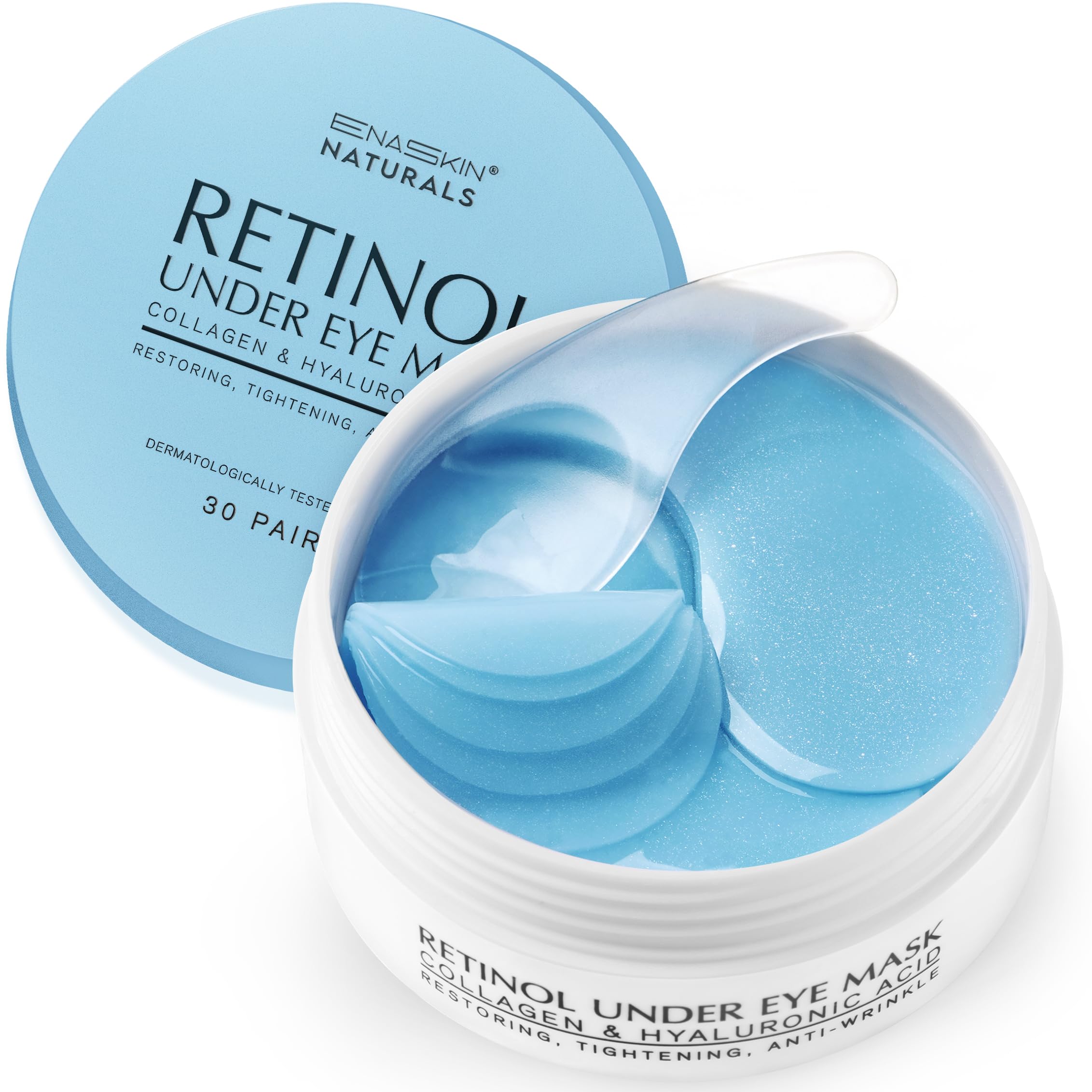 Under Eye Patches for Dark Circles: 30 Pairs Retinol Collagen Eye Gel Masks - Refreshing Under Eye Care for Appearance of Wrinkles & Puffiness - Gift for Moms Travelers Night Workers (Navy)
