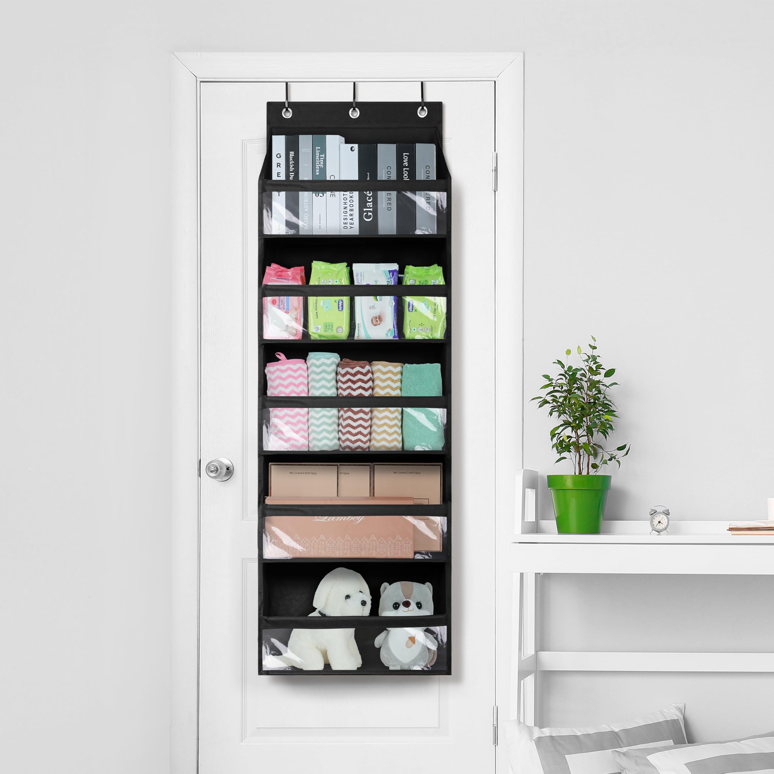 Winter Shore Organizer Porta - Portatutto Armadio da Appendere con 5 Tasche - Pannello Portaoggetti per Filati, Borsette, Asciugamani e Altro - Organizer Multitasche per Lavanderia, Bagno e Dispensa