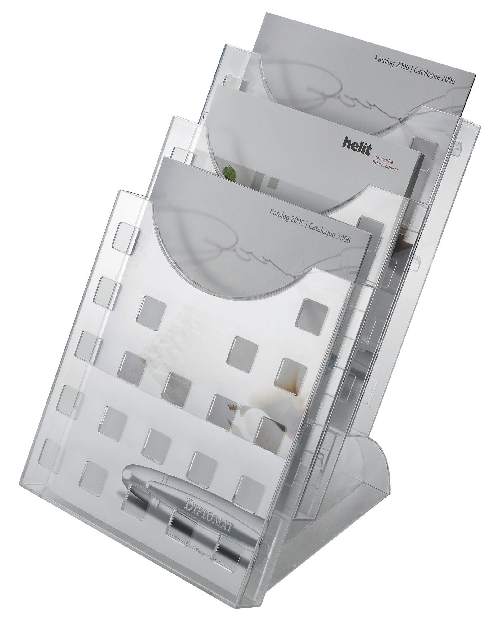 Trieur 3 compartiments A4 Helit H6102702 vertical plastique transparent - 2