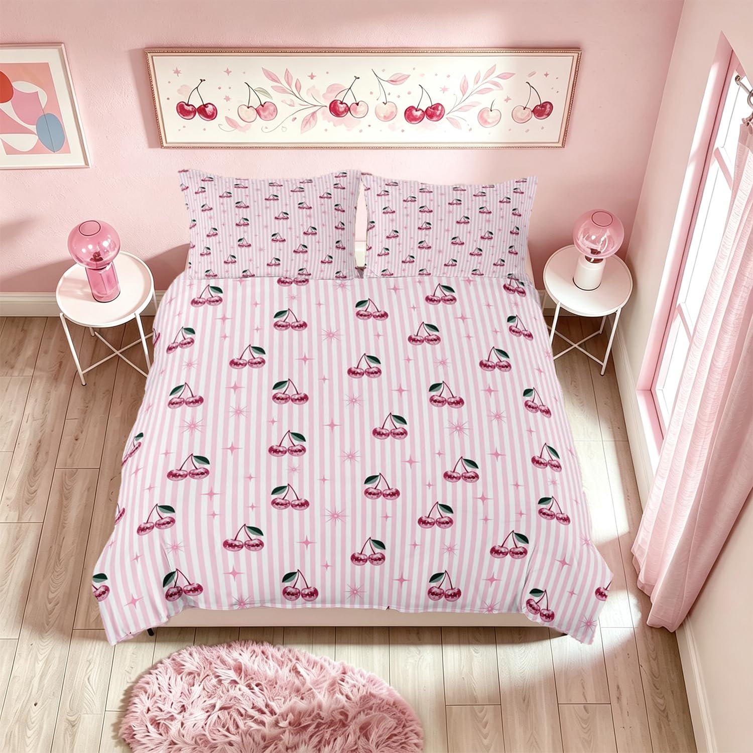 Homewish Cherries Stripes Cot Duvet Cover Set โ image 1
