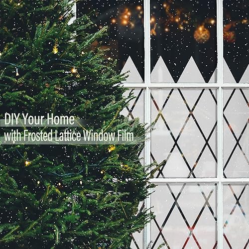 Miniatura 2 de FEOMOS Película de ventana de celosía esmerilada, película de privacidad para ventana, decorativa, no adhesiva, película de vidrio esmerilado para