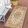COMSLE Boho Distressed Area Rug 2' x 4', Machine Washable Faux Wool Non-Slip Small Rug for Entryway, Bedroom, Kitchen - Indoor Floor Carpet