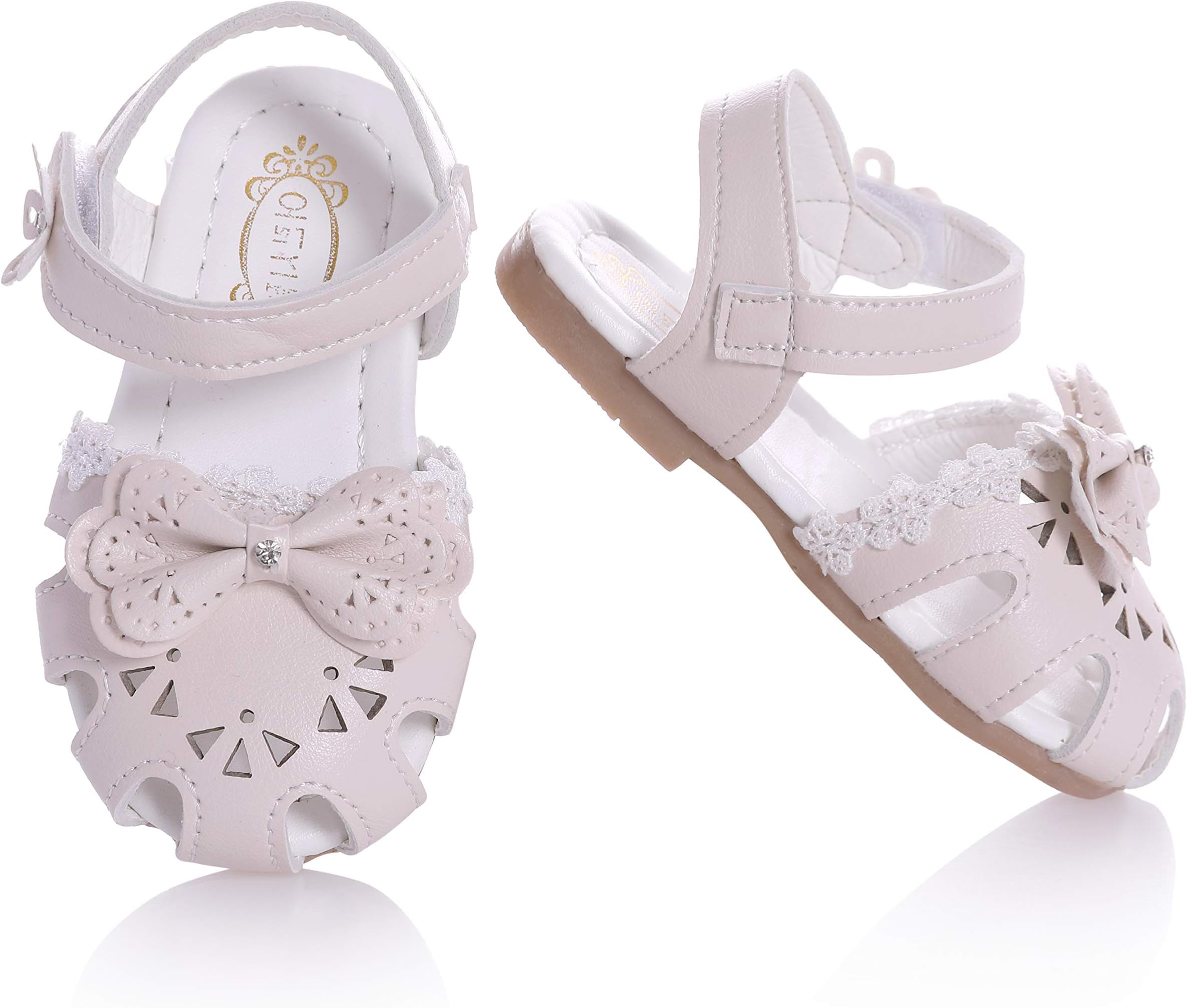 Toddler Baby Girls Summer Princess Soft Leather Sandals Closed Toe Flat Shoes
