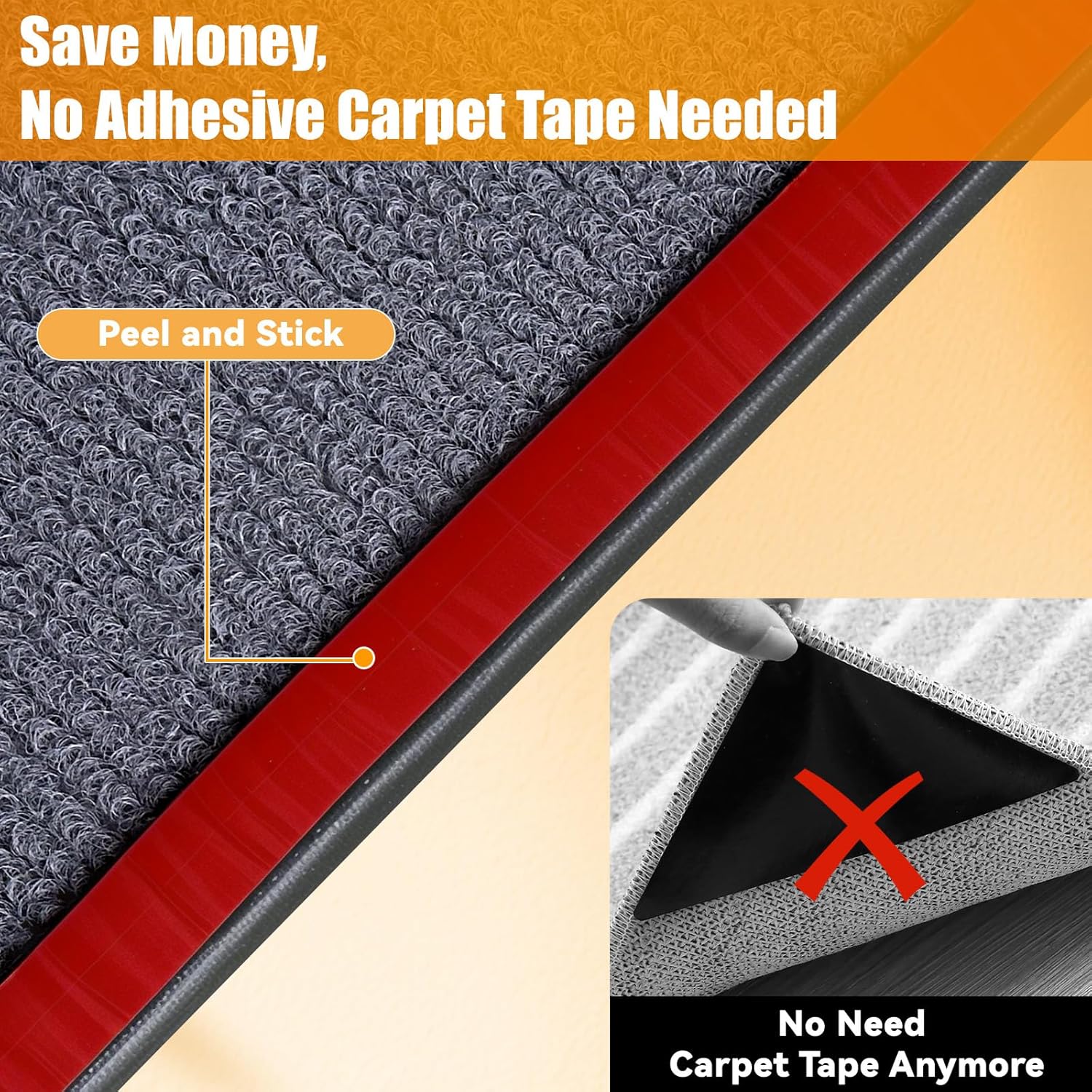 Carpet Edge Trim, Trim Lock Carpet Binding, Self Adhesive Eage Protector for Area Rug, Black Color, 40Ft, PVC Material