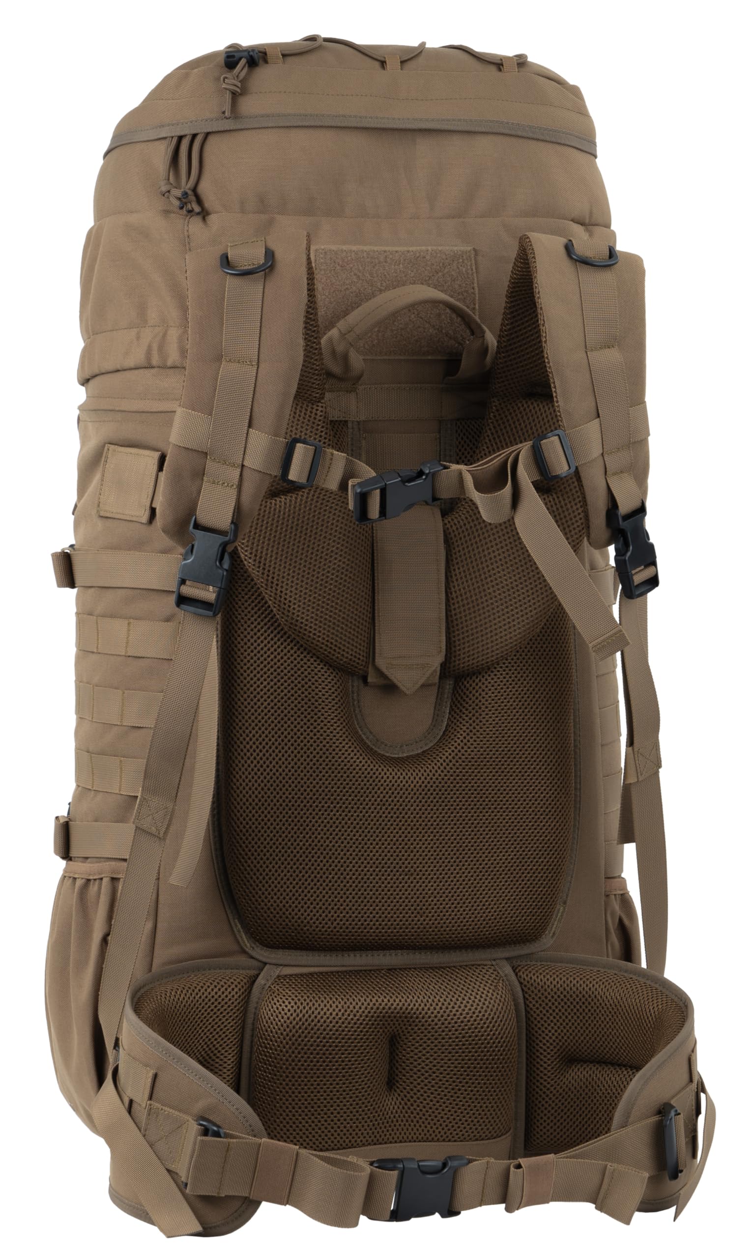 Sac à dos tactique de 75 l avec cadre interne, MOLLE et système d'hydratation pour le camping, la chasse, la randonnée, l'aventure sauvage