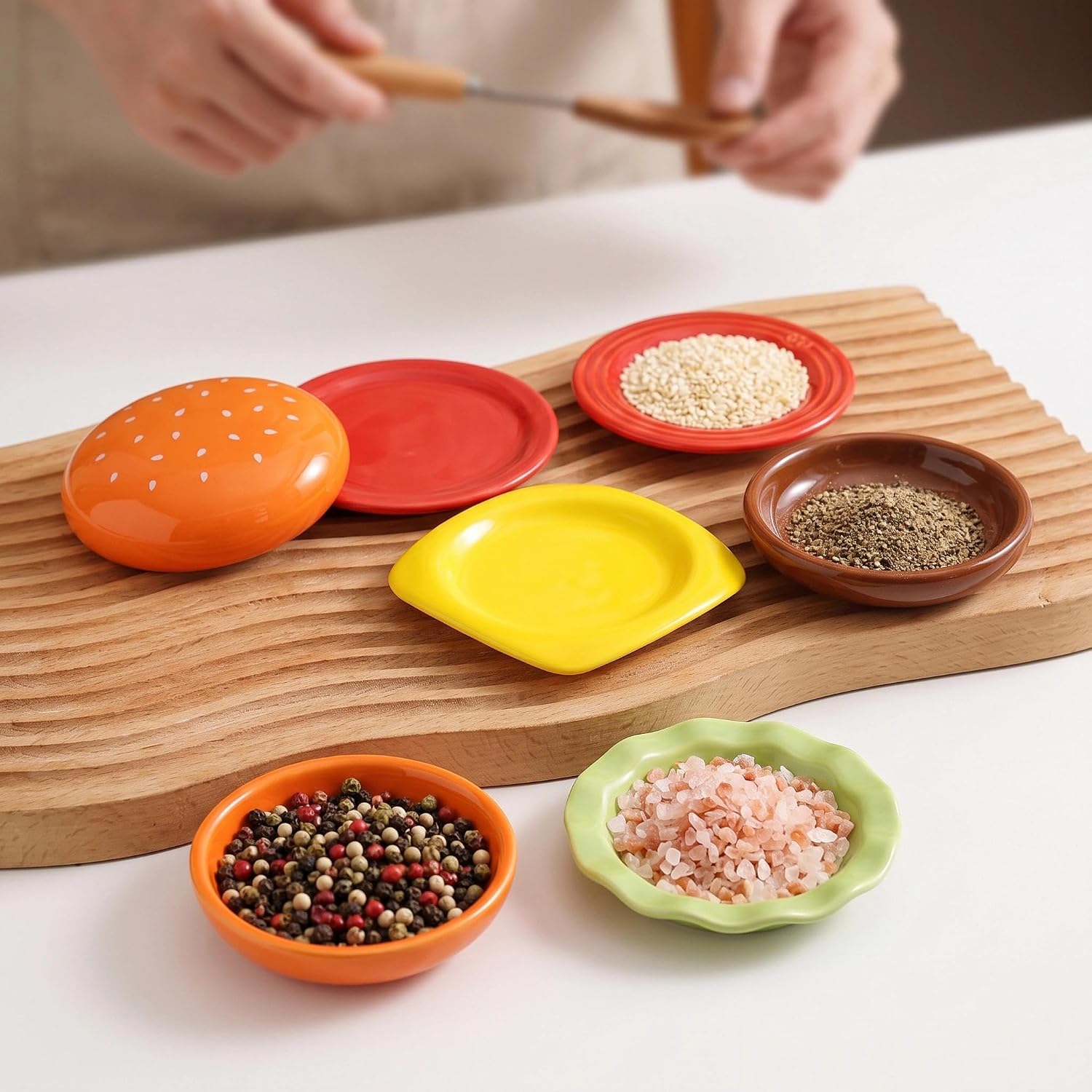 6Pcs Stackable Burger Plates Appetizer Serving Plates Set