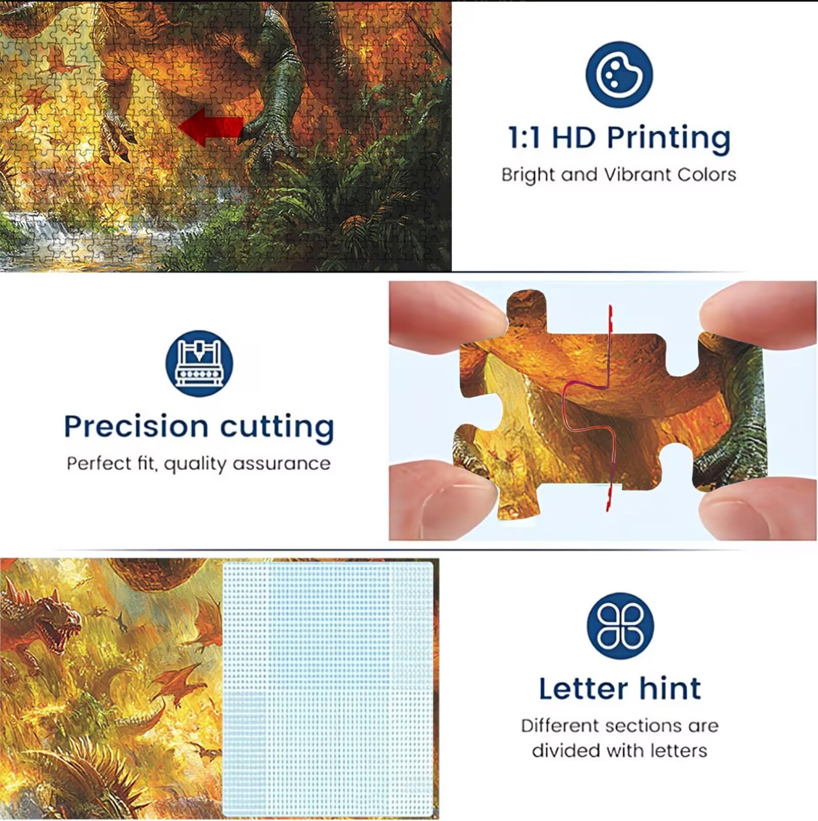 Puzzle 5000 sztuk dinozaurów zwierzęcych (2) - duże drewniane puzzle - puzzle 5000 elementów dla dorosłych - gra inteligencyjna - z wykwintnym pudełkiem do pakowania - precyzyjne cięcie - wystrój domu