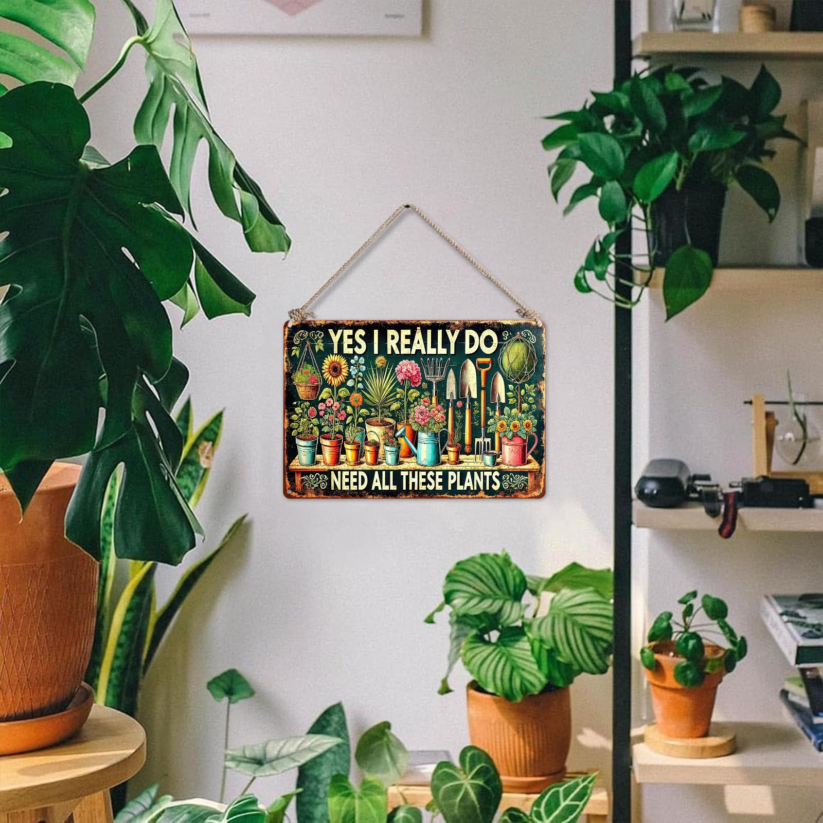 TWNSLLA Garden Sign - "Yes I Really Do Need All These Plants" Vintage Metal Sign, 8x12 Inch, For Outdoor Decor - View #9