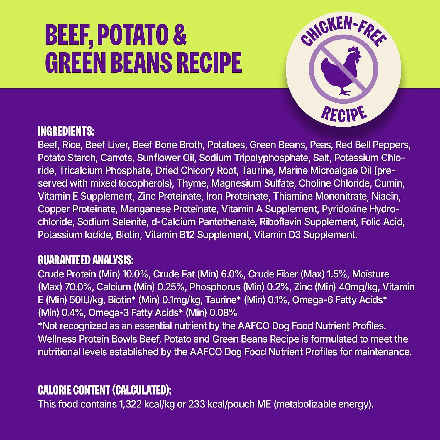Wellness Protein Bowls Adult Wet Dog Food, Fresh Alternative, Wholesome Grains, Natural, Beef, Potato, and Green Beans Recipe, 6.2 oz, Pack of 6 Pouches