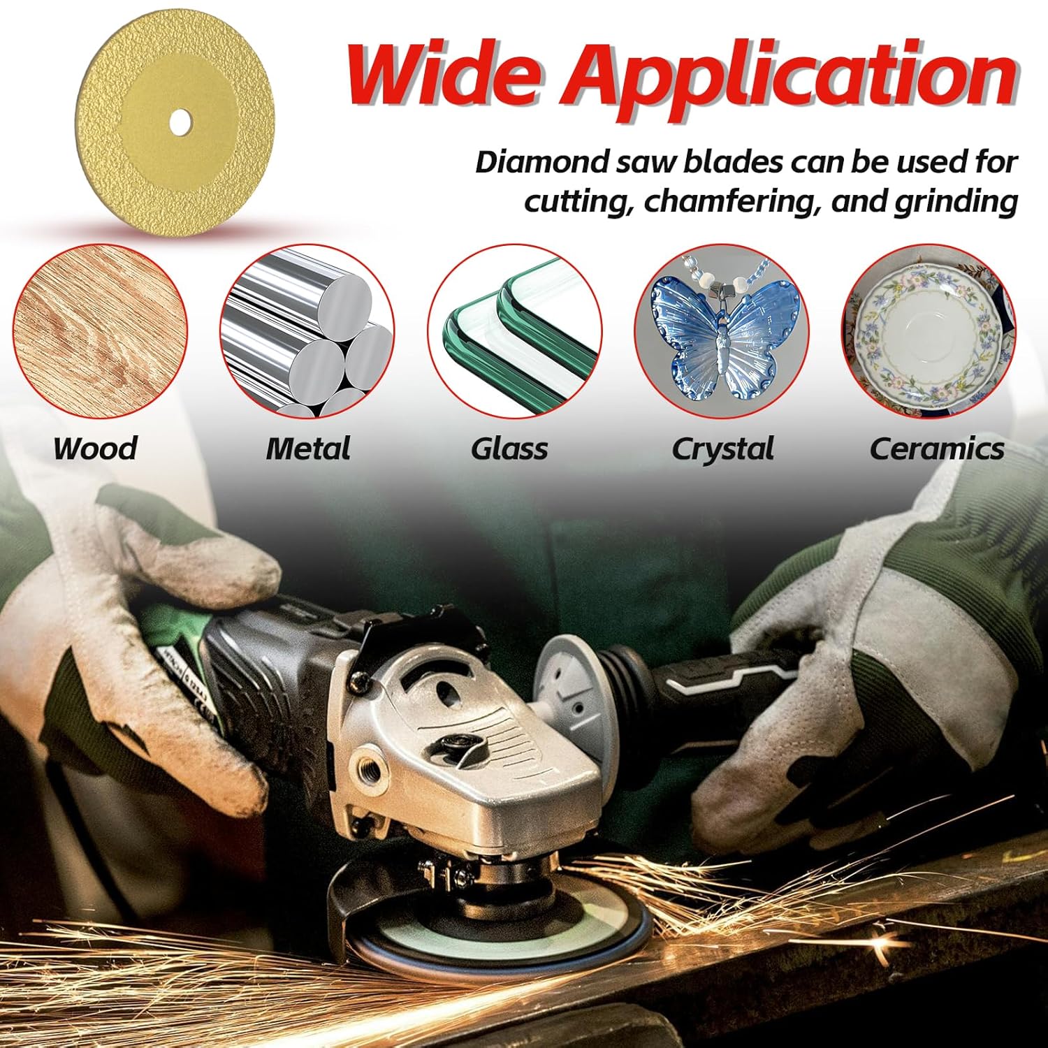Biaungdo 3 Pcs Diamond-Edged Glass Cutting Disc 2 Inch, 1 mm Ultra-Thin Glass Tile Cutter Polishing Disc with 2 Pcs 1/4 Inch Hex Shanks, Saw Blade Wheel for Grinding Jade, Crystal, Wine Bottles, Tile