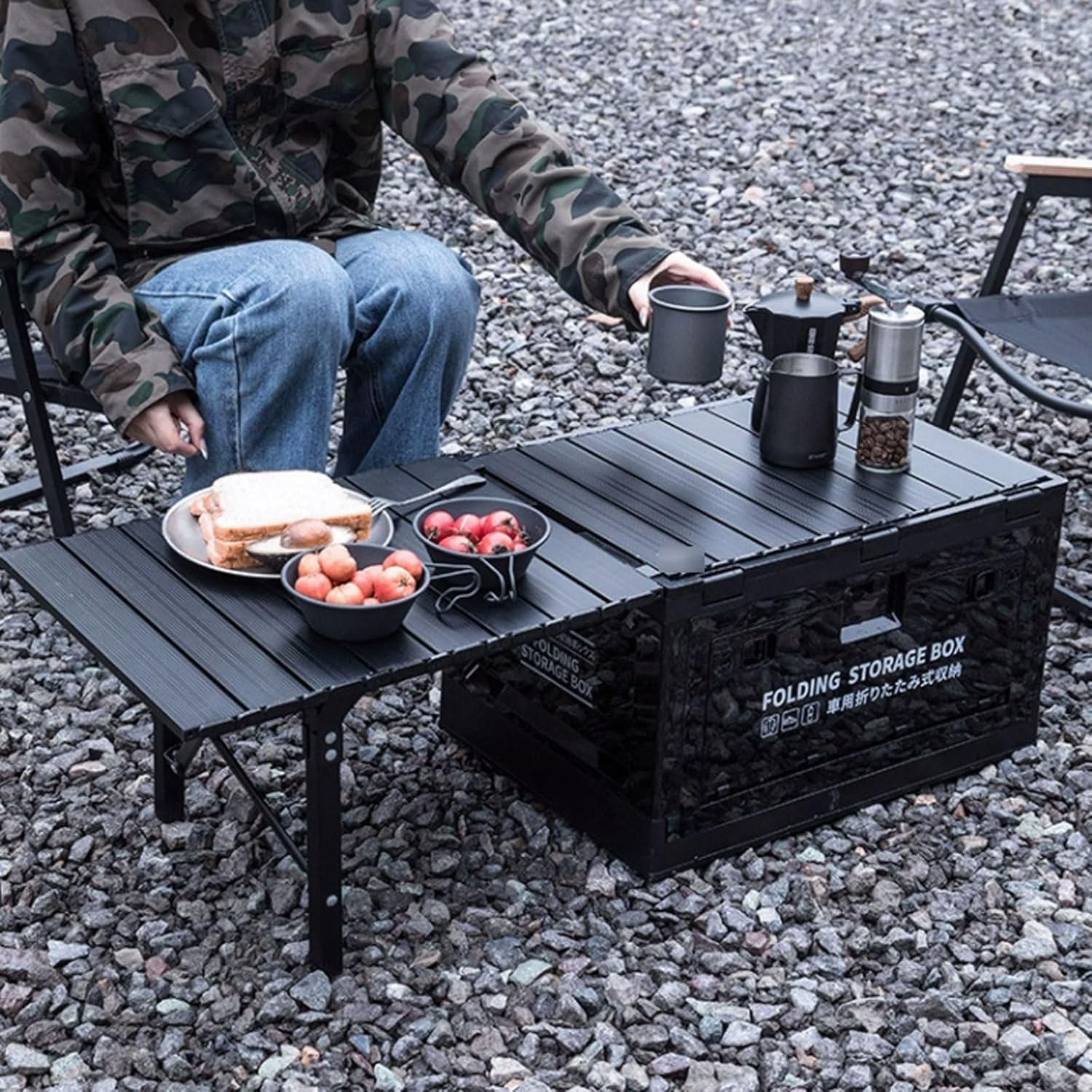 WaLdor Camping Storage Box Outdoor Camping Storage Box Car Trunk Organizer, Dual-Purpose Picnic Folding Table, Collapsible Trunk Organizer Sturdy Trunk Storage Organizers with Lid Storage Trunk
