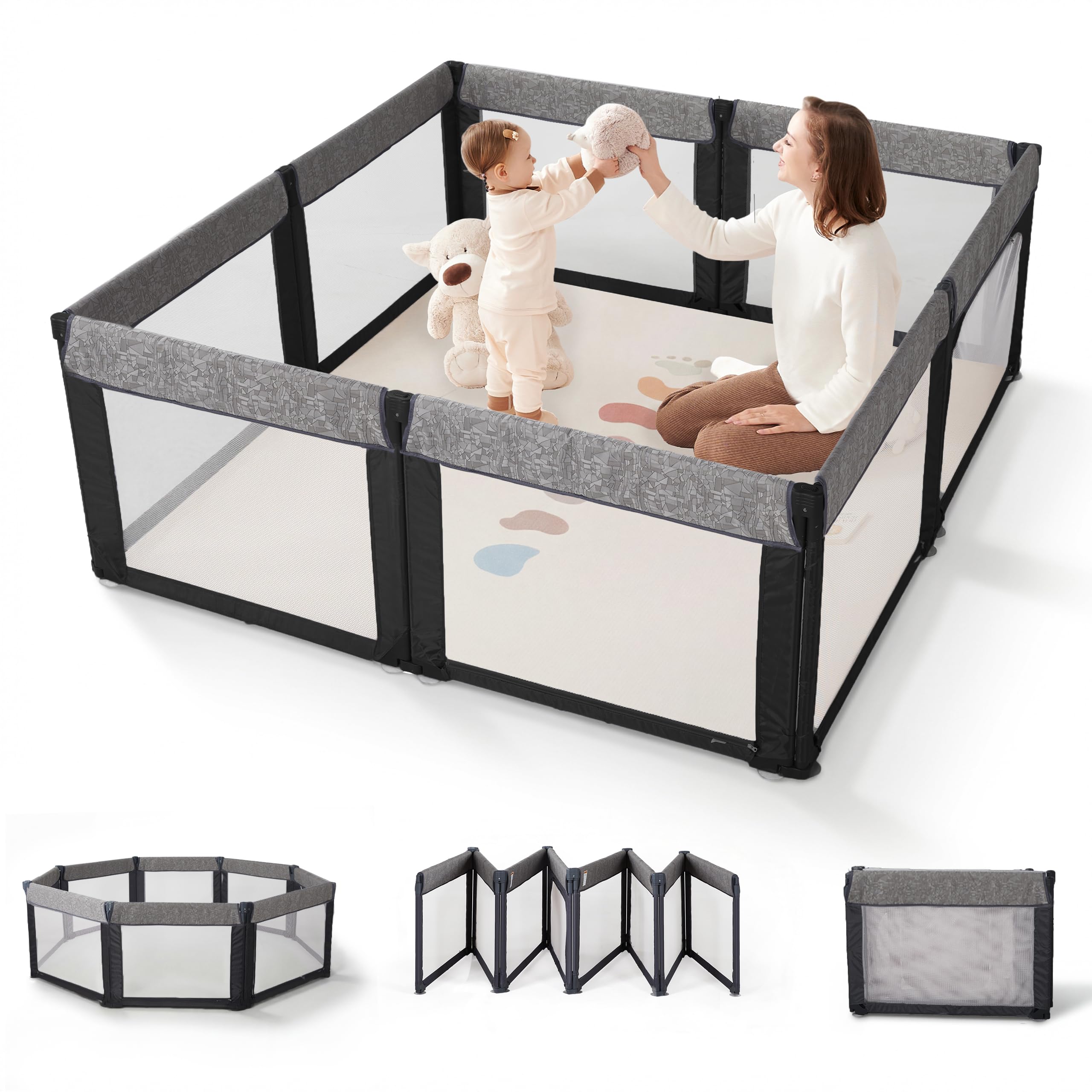 Sweeby Box pieghevole per bambini, nero, 180 x 150 cm