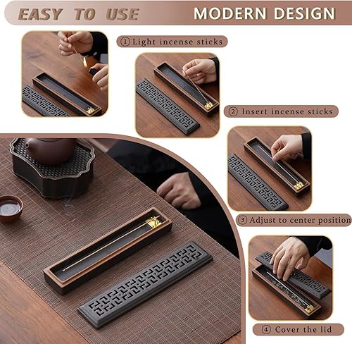 Miniatura 2 de CEREMONY Soporte de incienso para palos, soporte de cerámica para atrapascenizas, soporte de incienso Timkburner para meditación, yoga, spa,