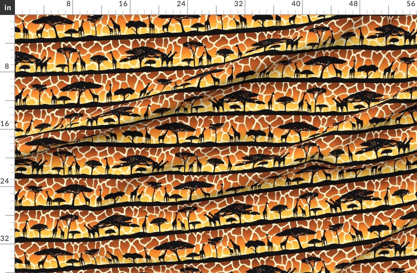 Spoonflower Fabric - Giraffe Sunset Safari Animals Print Printed on Organic Cotton Sateen Fabric by The Yard - Sewing Quilting Apparel Home Decor