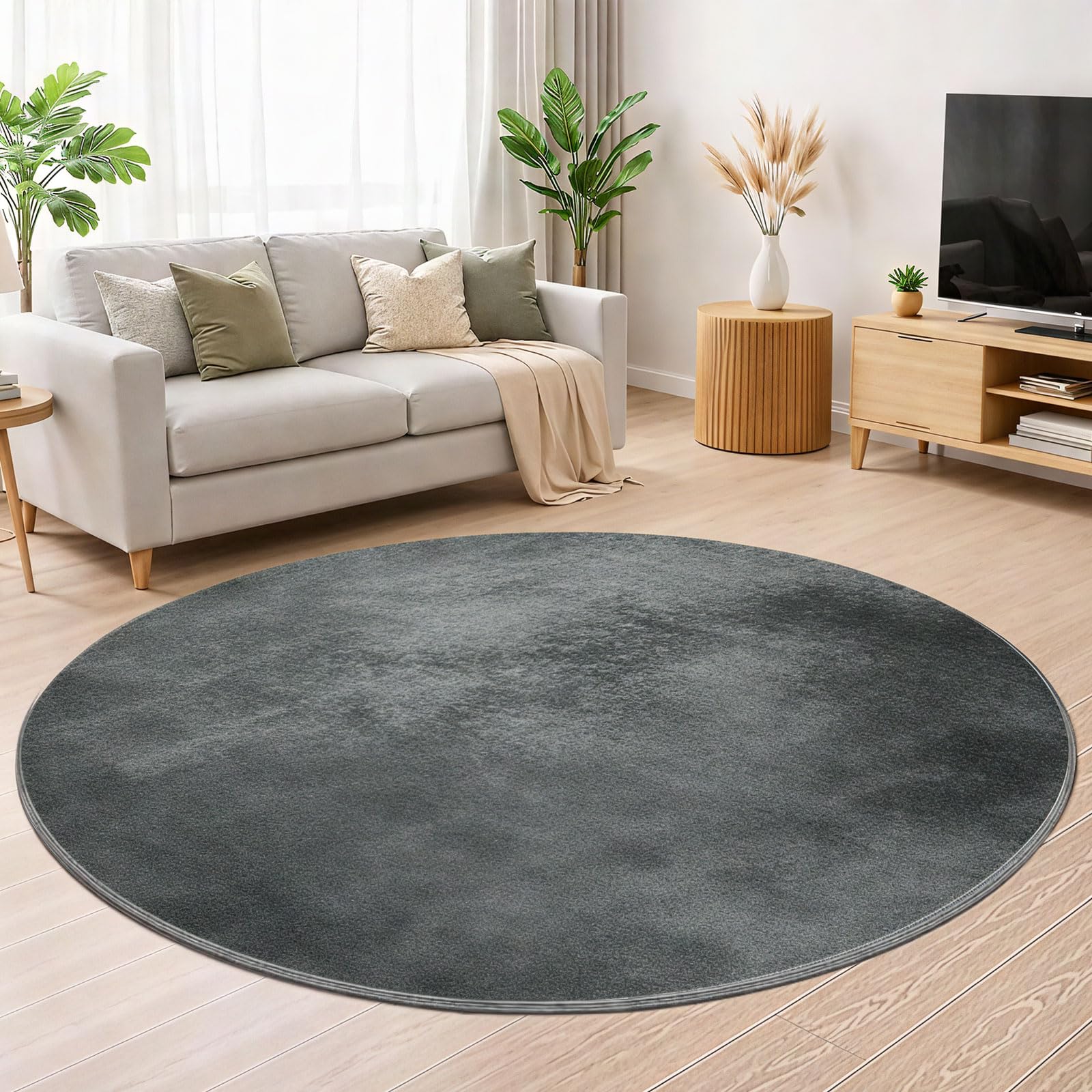 【12%OFF+ポイント68%】【実質699円】 OZXING ラグ カーペット 円形 直径100cm 滑り止め付き