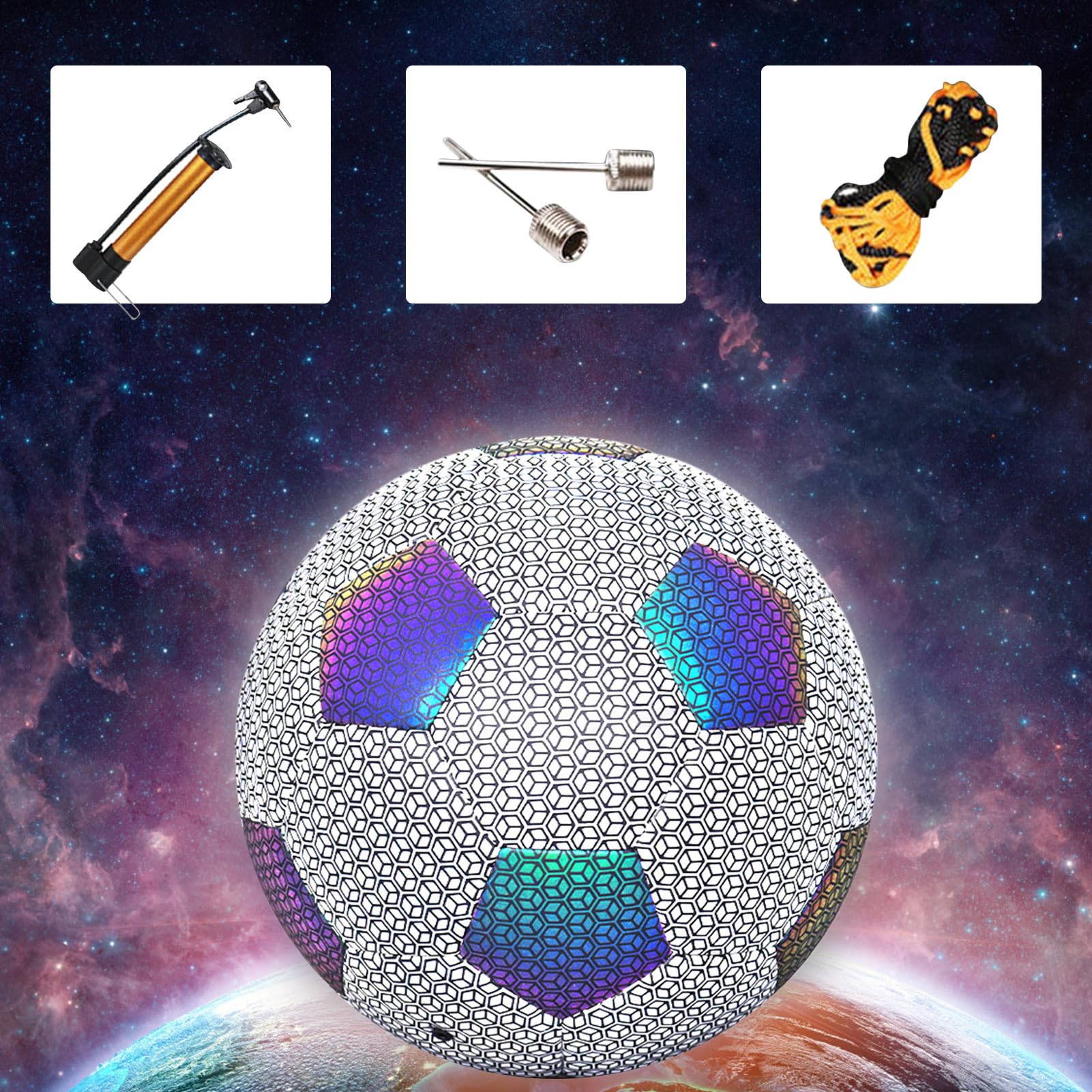 Fútbol Que - Balón de fútbol Luminoso tamaño 4/5 con Bolsa y Bomba