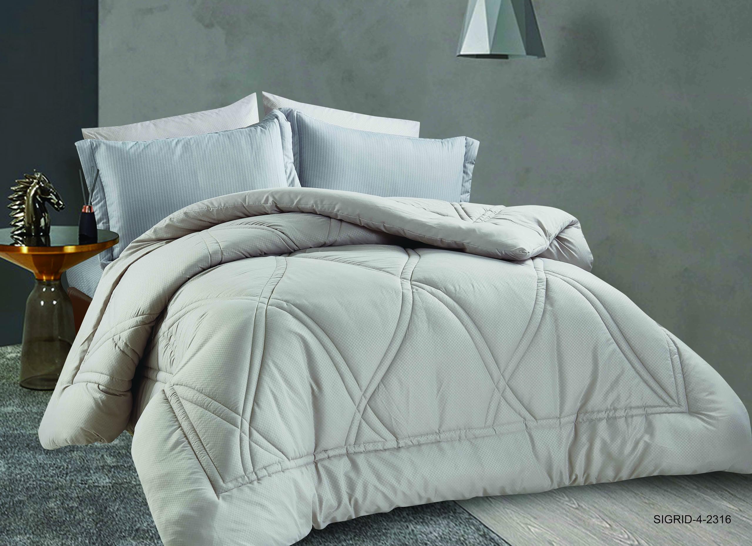 EliteHomeElite Home All-Season 6-Pieces Bedding Comforter Set King Size with Comforter,Pillow Cover, Fitted Sheet, and Pillow Sham (Sigrid-4, King)