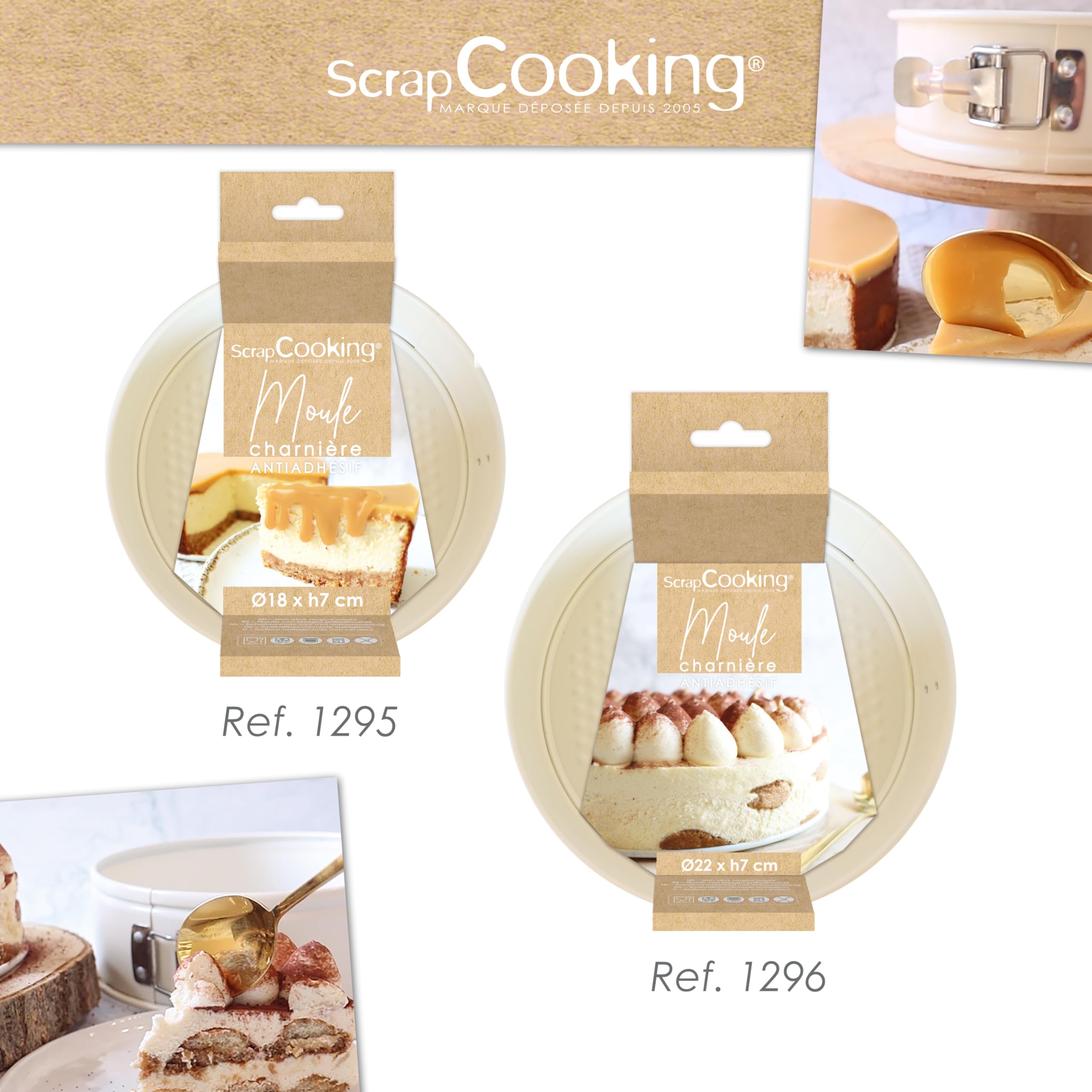 ScrapCooking 1295 - Molde para tartas de queso, 18 cm, molde redondo de metal, apto para horno y congelador (Paquete de 4)