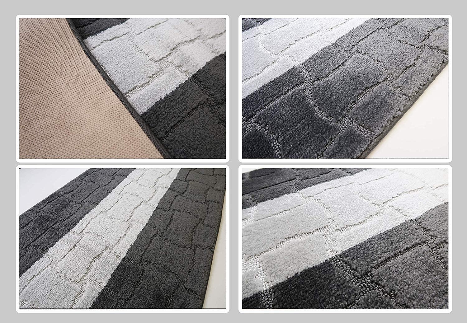 Custom Length Hallway Runner Rug,Slip Resistant,Puzzle Anthracite, 26 Inch X 10 feet, Sold and Priced Per Foot