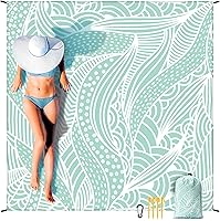 Vista 34 de Manta de playa impermeable a prueba de arena, extra grande, 79 x 83 pulgadas, 120 x 108 pulgadas, para 1-8 adultos, de secado rápido, duradera