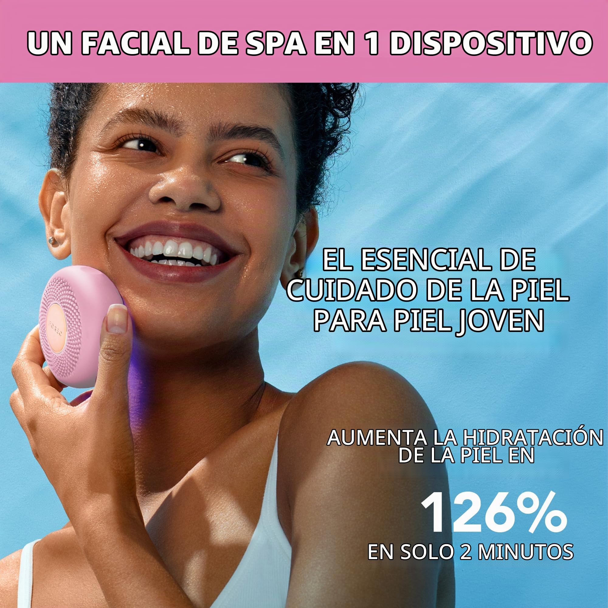 FOREO UFO 3 mini, mascarilla facial 4 en 1, Hidratante facial, Antienvejecimiento, Terapia de luz LED de espectro completo y luz roja, Termoterapia, Masajeador facial T-Sonic, Pearl Pink | Mascarilla LED, Mascarilla luz roja, Cuidado facial, Calentamiento