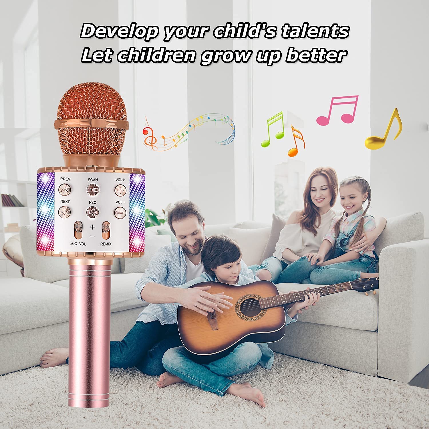 KANBUN Microfono Karaoke Wireless per Bambini, Portatile Portatile 5 in 1 Karaoke Altoparlanti per Altoparlanti Regalo di Compleanno per Bambini per Adulti