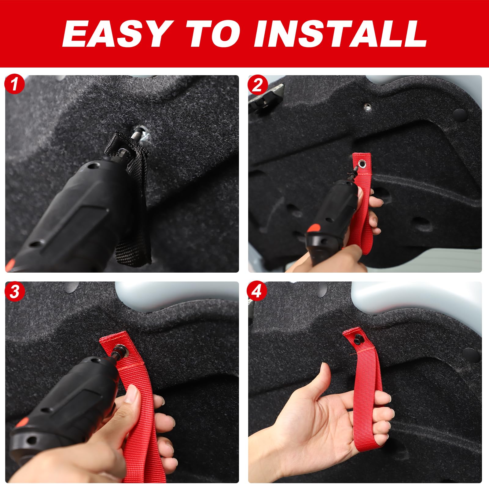Red Interior Rear Trunk Handle Pull Strap – Fits Fiat 500 Abarth Hatch, Nylon