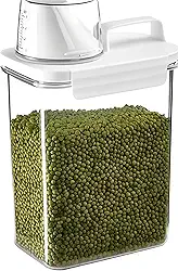 Pote Hermético Dispenser 2,3L com Tampa com Trava e Copo Medidor BPA Free Premium – Ideal para Armazenar Sabão em Pó, Arroz, Grãos e Mantimentos, Organização Completa da Cozinha