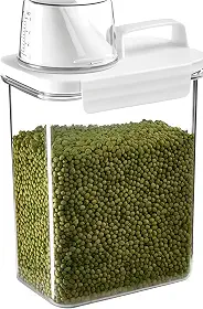 Pote Hermético Dispenser 2,3L com Tampa com Trava e Copo Medidor BPA Free Premium – Ideal para Armazenar Sabão em Pó, Arroz, Grãos e Mantimentos, Organização Completa da Cozinha