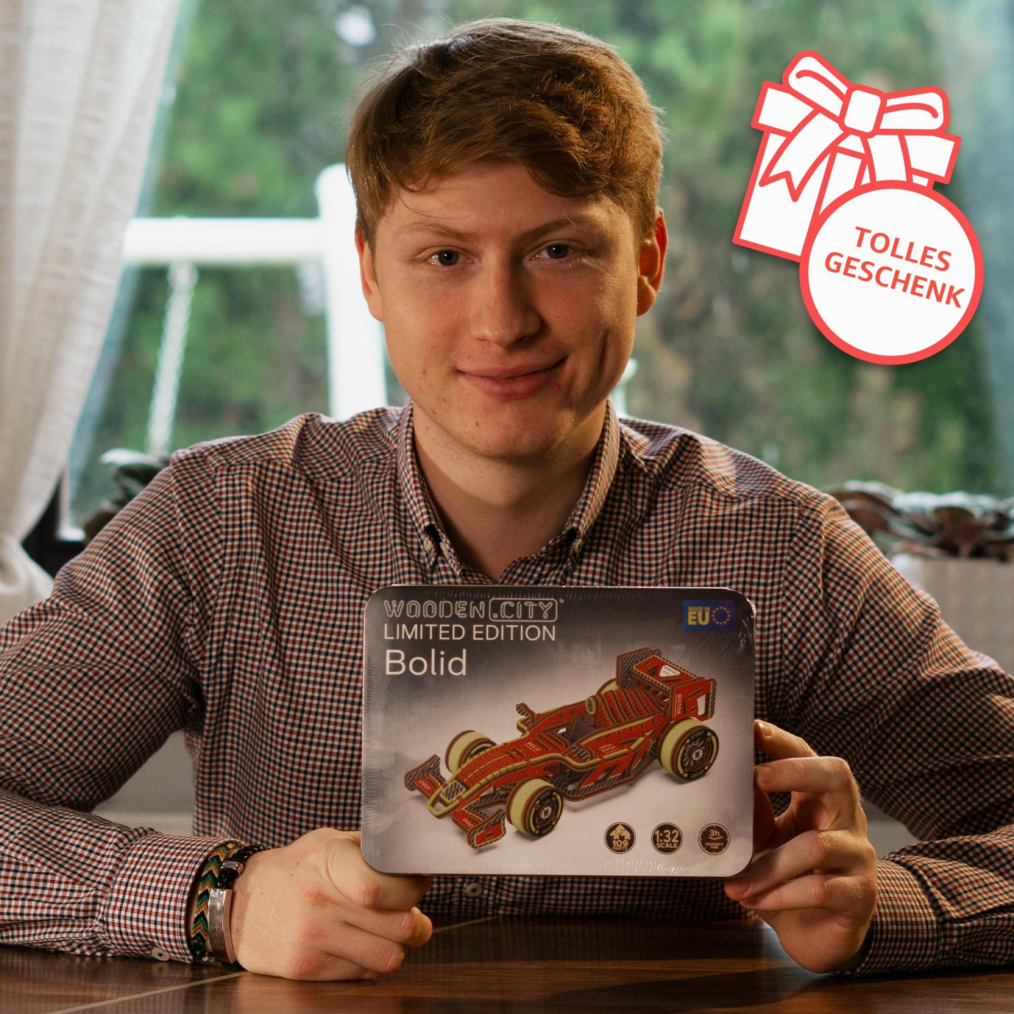 WOODEN.CITY Bolid Limited Edition - 3D-Holz Rennwagen Formel 1, Holzpuzzle Erwachsene, Modellauto Bastelset, Laser Cut 3D Puzzle, Bausatz Erwachsene, Modellbausatz, Holzbausatz