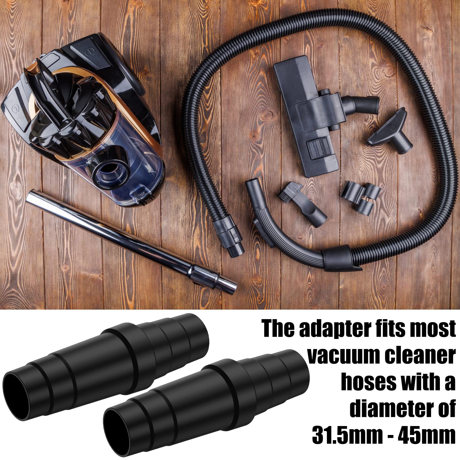 2 Stück Universal PVC Staubsauger Adapter 31.5-45mm Zuschneidbar Schlauchadapter Staubsauger für Nass- und Trockensauger, Hochgradig Kompatibel Adapter für Staubsaugerschlauch