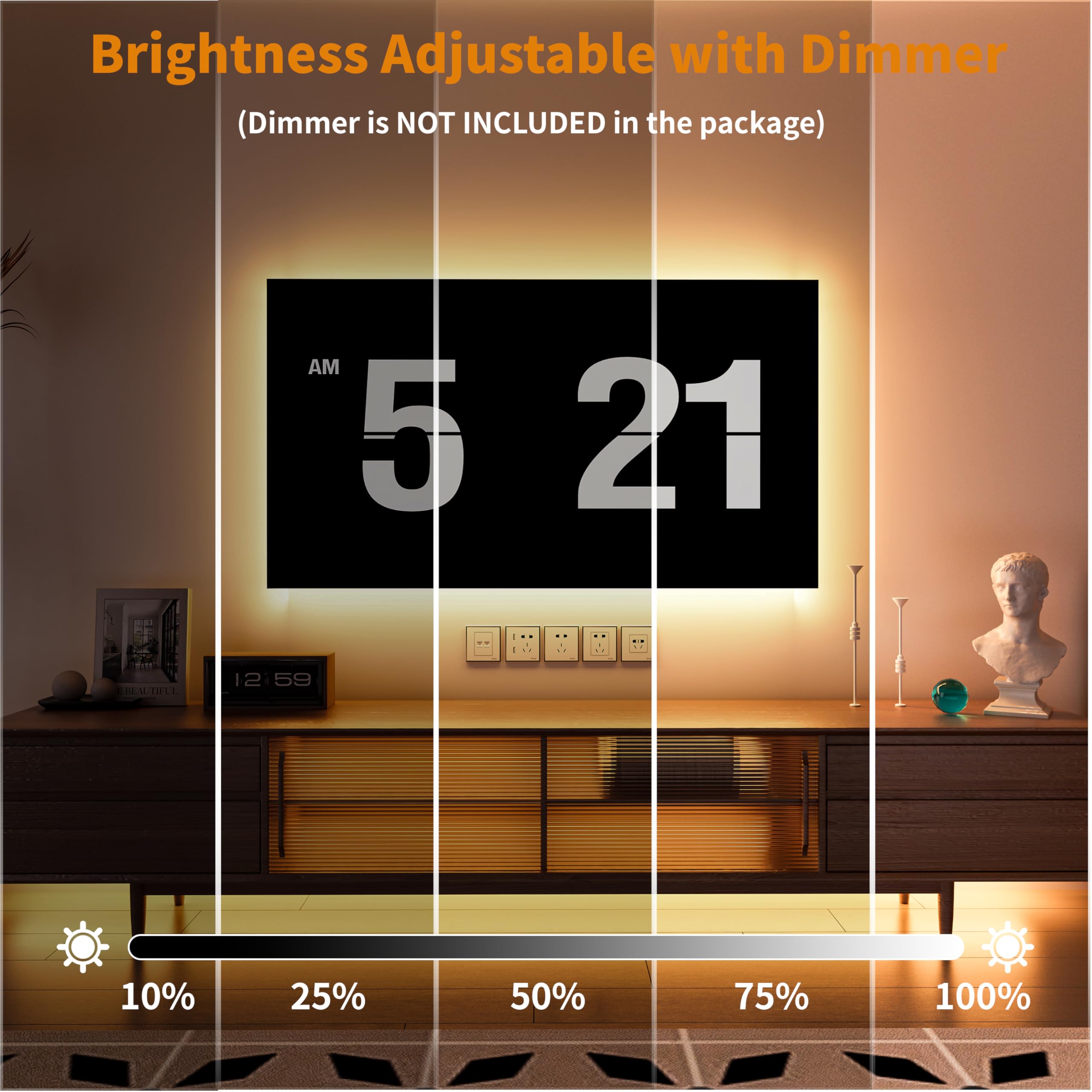 PAUTIX COB - Tira de luces LED de 2700 K DC12 V, 18 pies/5,5 m, color blanco cálido para proyectos de iluminación de cocina y hogar con 1 cable de extensión de conector (fuente de alimentación no