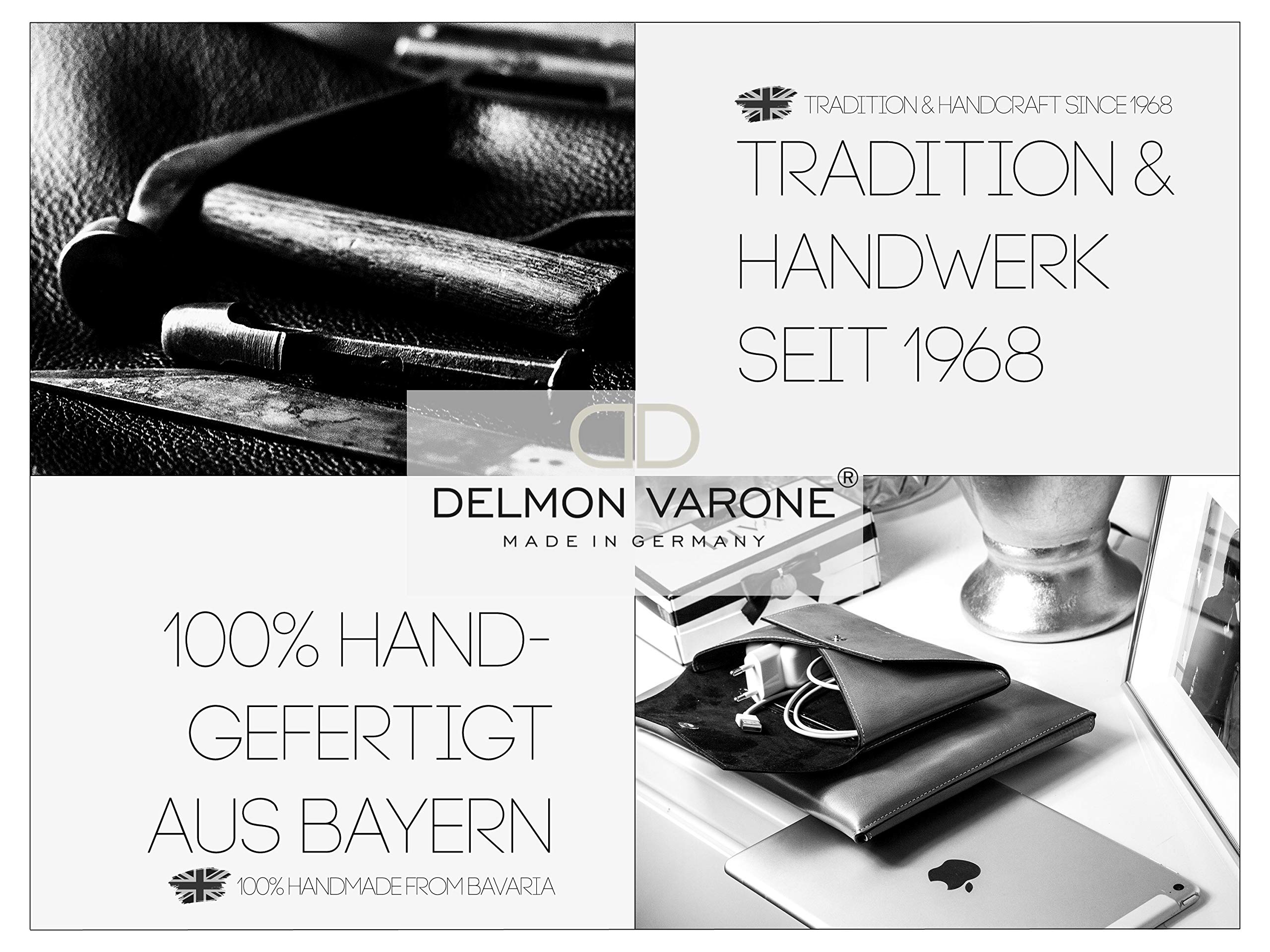 DELMON VARONE - Personalisierbare Schreibtischunterlage XXL Cambridge Top Grain Leder braun, Rutschfeste Echtleder Schreibunterlage abwaschbar, Schreibtisch Unterlage geeignet als Mauspad, 70 x 50 cm