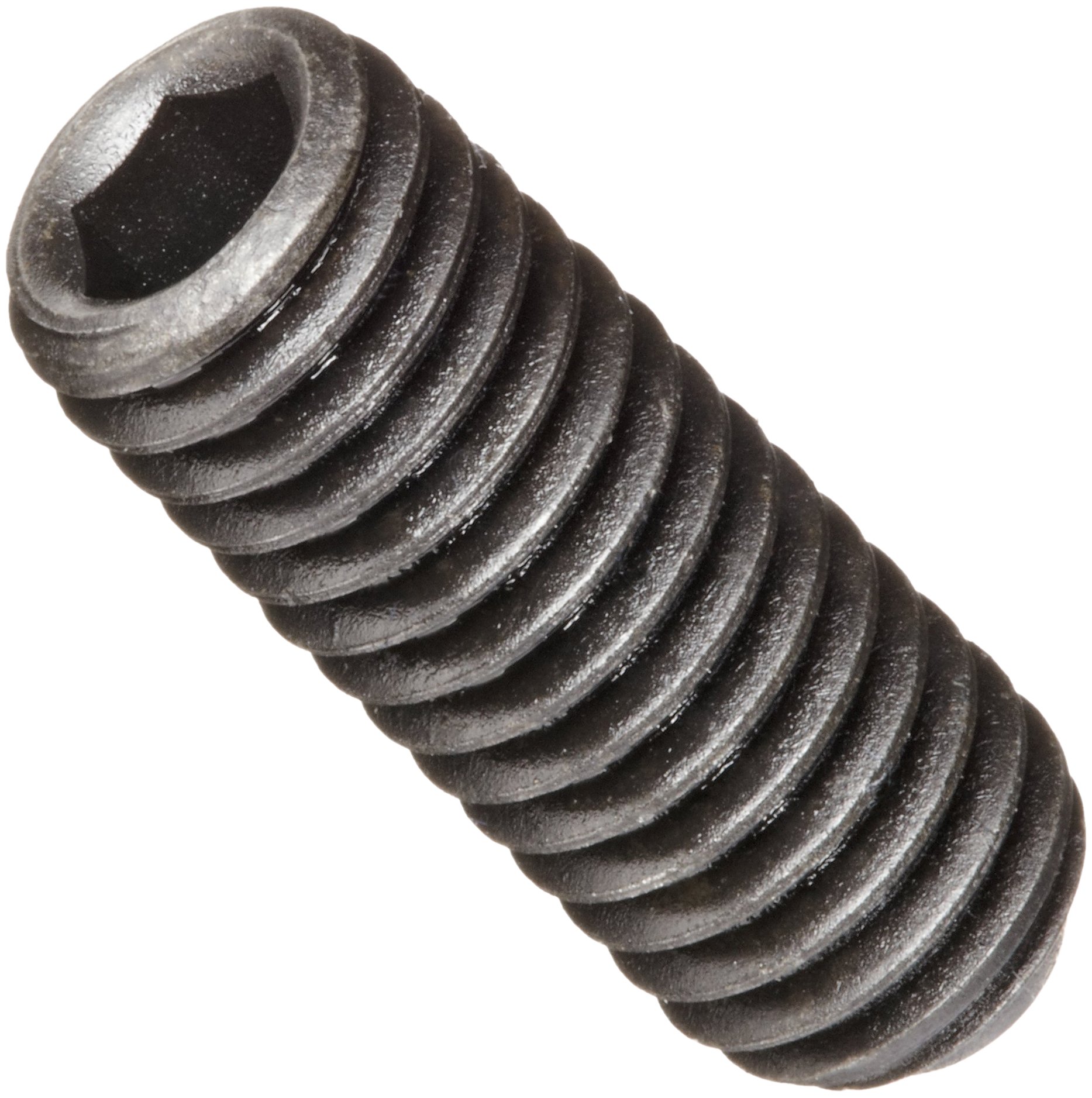 Alloy Steel Set Screw, Black Oxide Finish, Hex Socket Drive, Cup Point, Meets DIN 916, 10mm Length, M10-1.5 Metric Coarse Threads, Imported (Pack of 100)