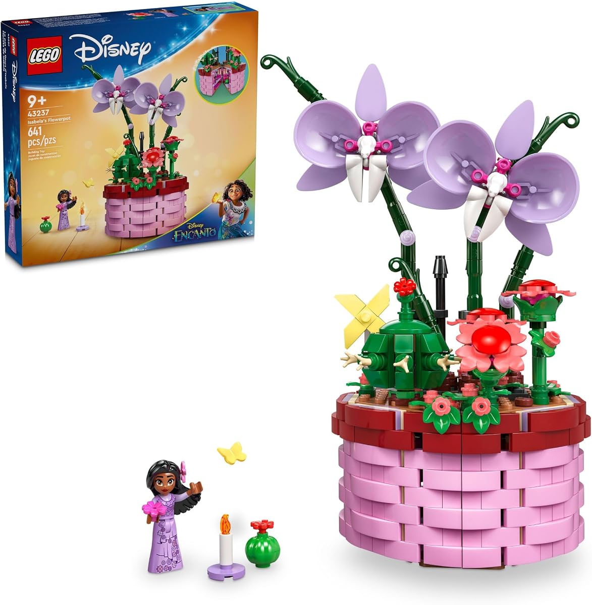 LEGO Disney Maceta de Isabela Encanto, Juguete de Flor de Orquídea para Construir para Niños con Minimuñeca Disney Encanto, Juguete para Jugar y Exhibir, Regalo Divertido para Niñas y Niños de 9 Años, 43237