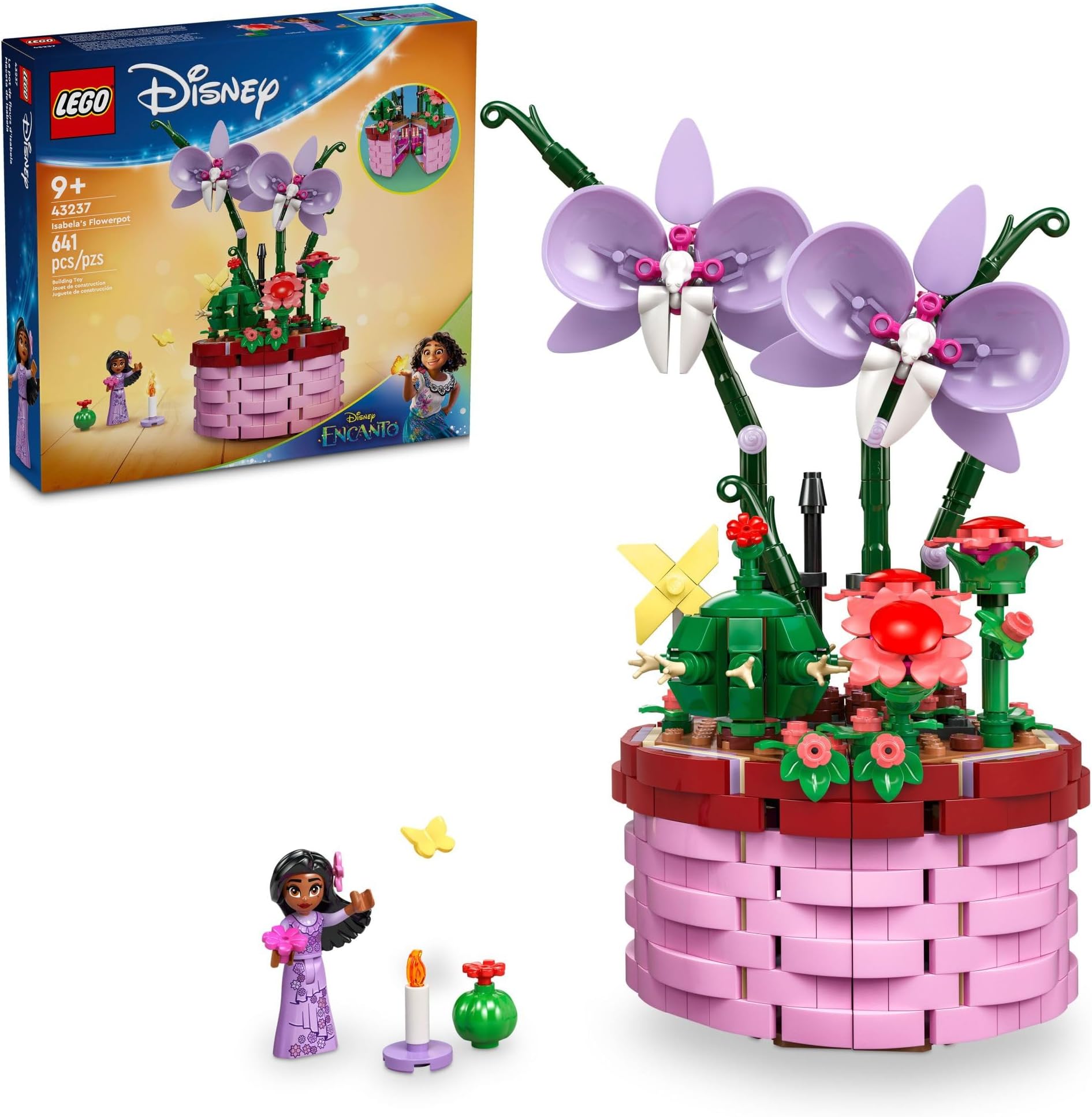 Disney Encanto Isabela’s Flowerpot, Buildable Orchid Flower Toy for Kids with Disney Encanto Mini-Doll, Toy for Play and Display, Fun Gift for 9 Year Old Girls and Boys, 43237