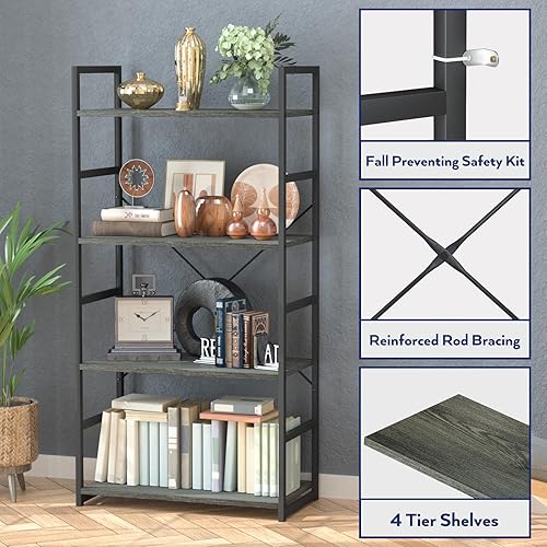 Miniatura 90 de NUMENN Estantería delgada de 3 niveles, estantería organizadora de almacenamiento, estante moderno para dormitorio, sala de estar y oficina en casa,