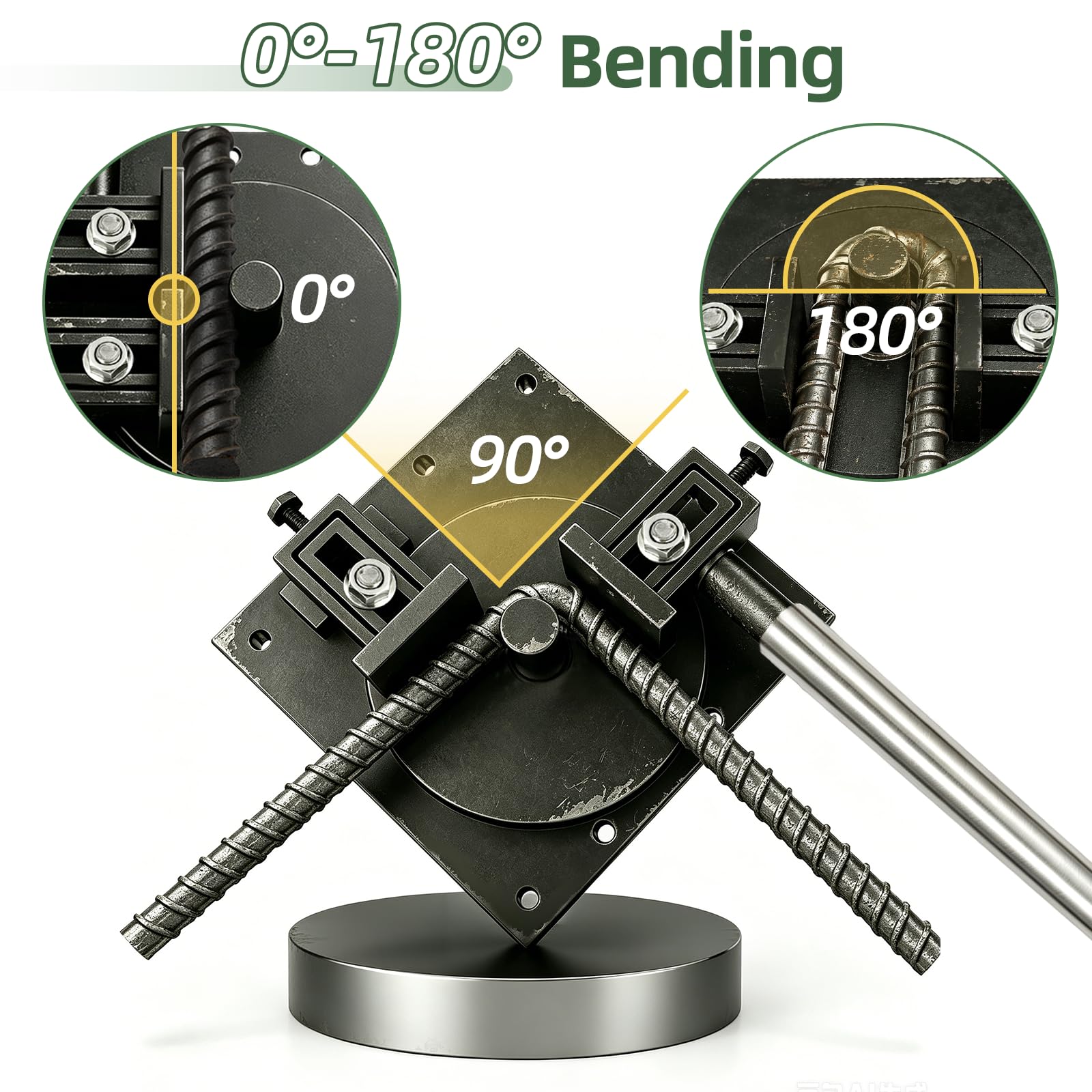 Dobladora manual de 1 a 14 mm para barras de hierro, barras de acero, tubos y dobladores de metal, mango de 550 mm, barra de acero de 20 mm de diámetro, para obras y bricolaje