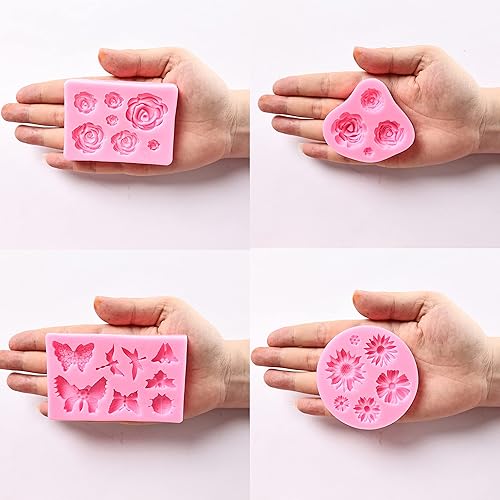 Miniatura 7 de Moldes para fondant de flores, 8 moldes de silicona para dulces de flores y mariposas para fondant de chocolate, arcilla polimérica, jabón,