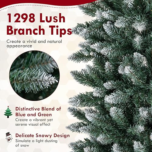 Miniatura 203 de Goplus - Árbol de Navidad artificial cónico de 6 pies, 340 puntas de rama, agujas de cloruro de polivinilo premium, delgado con soporte de metal