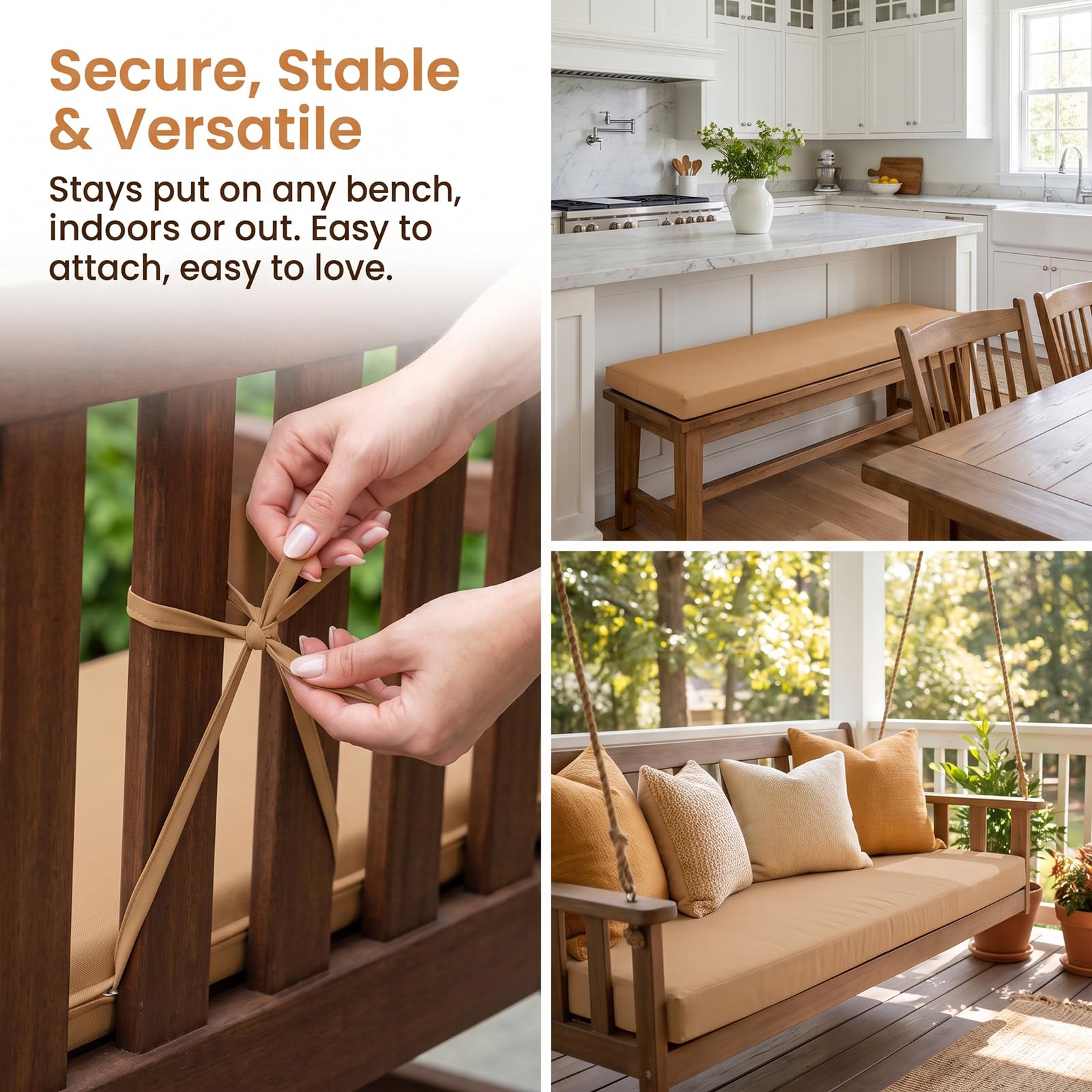 Cojín de banco impermeable de tamaño personalizado para interiores y exteriores, cómodo cojín de asiento de repuesto para jardín, patio, mecedora, tumbona, muebles de mimbre, sofá biplaza y sofá